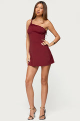 Saffey Knotted One Shoulder Mini Dress