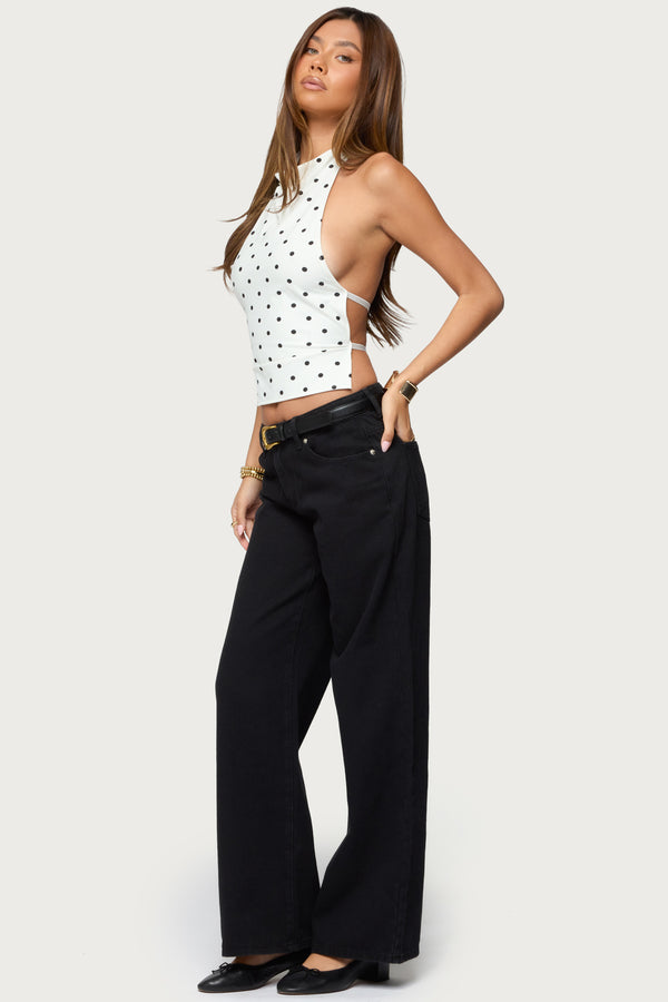 Raiya Polka Dot Backless Halter Top