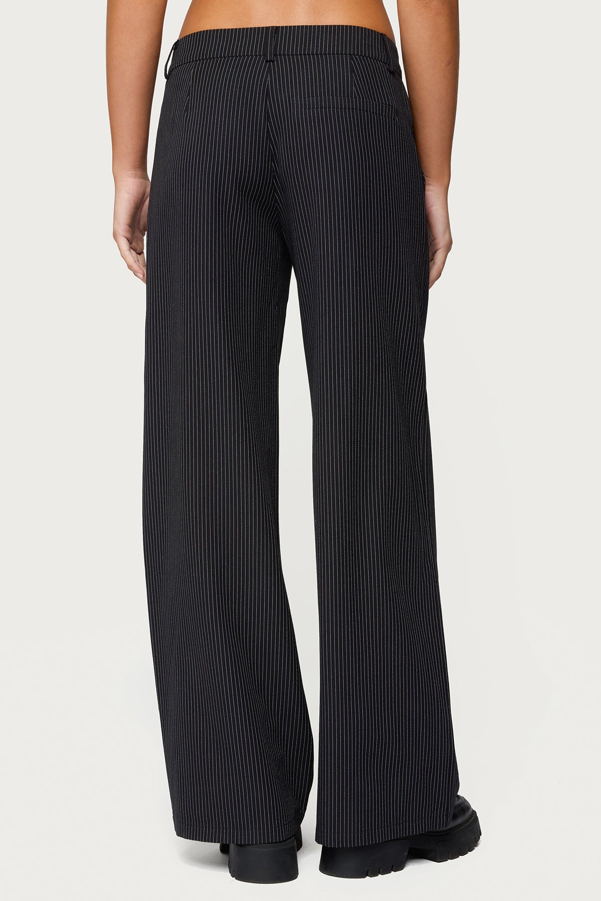 Pinstripe Tailored Straight Leg Pants