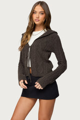 Jayla Hooded Cable Knit Cardigan