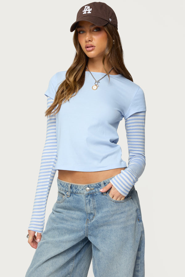 Stripey Layered Long Sleeve T Shirt