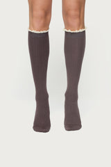 Lacey Ruffle Knee High Socks