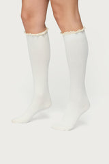 Lacey Ruffle Knee High Socks