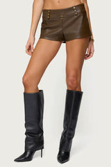Reese Studded Faux Leather Micro Shorts