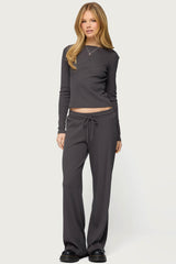 Cicilia Straight Leg Ribbed Pants
