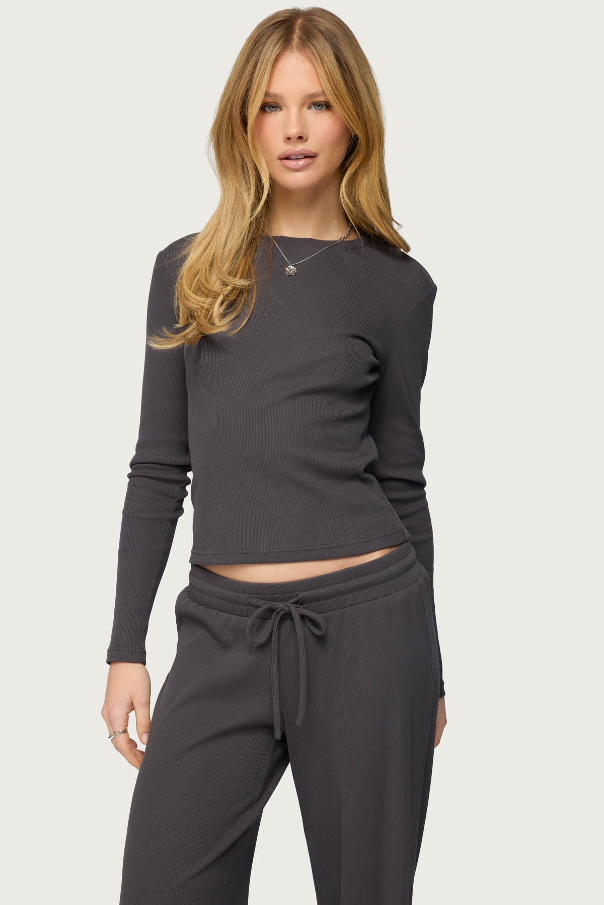 Cicilia Long Sleeve Ribbed T Shirt