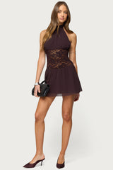 Lizette Sheer Lacey Chiffon Mini Dress