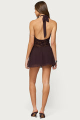 Lizette Sheer Lacey Chiffon Mini Dress