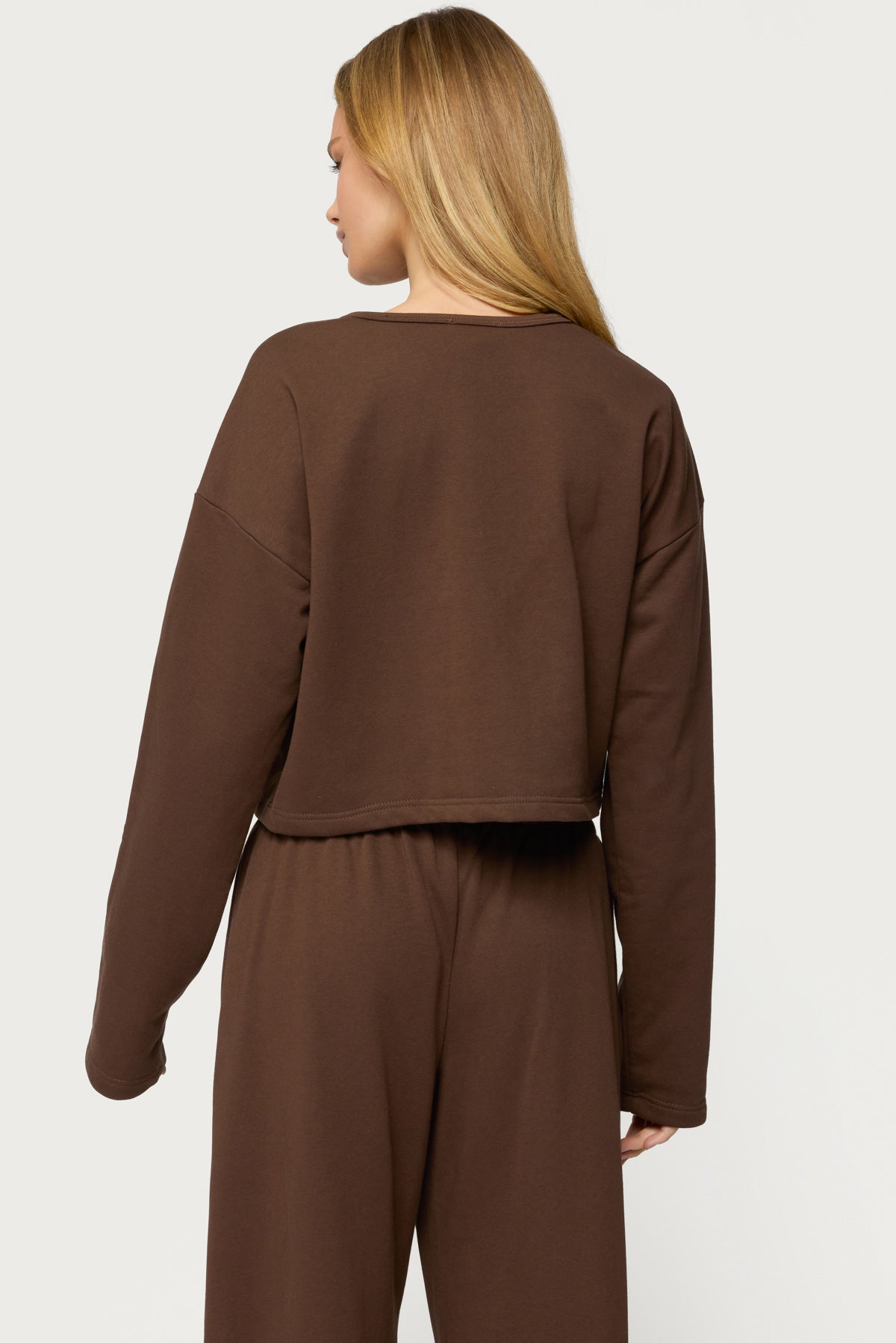 Binah Oversized French Terry Button Up Sweatshirt