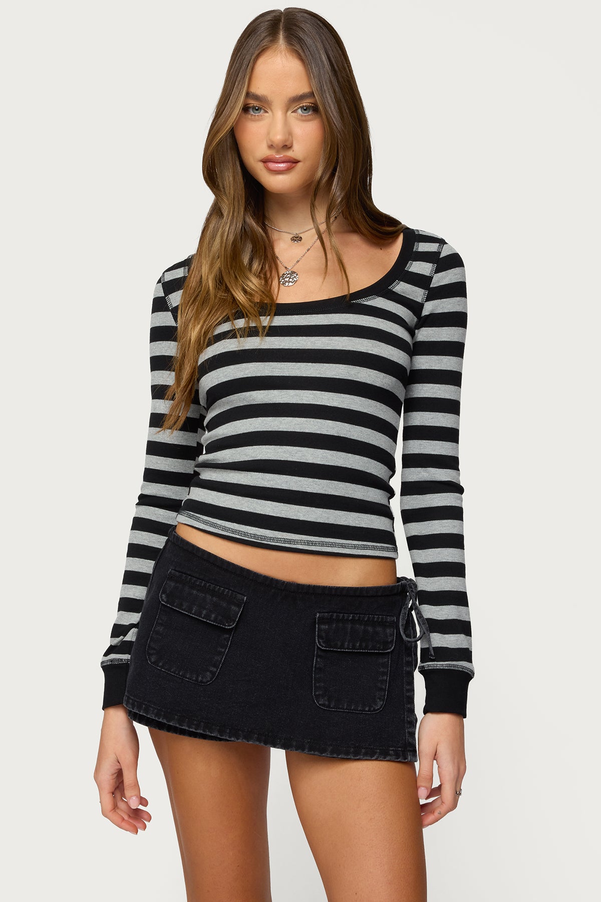 Rainey Striped Long Sleeve Top – edikted