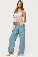 Sheer Sequin Babydoll Tank Top