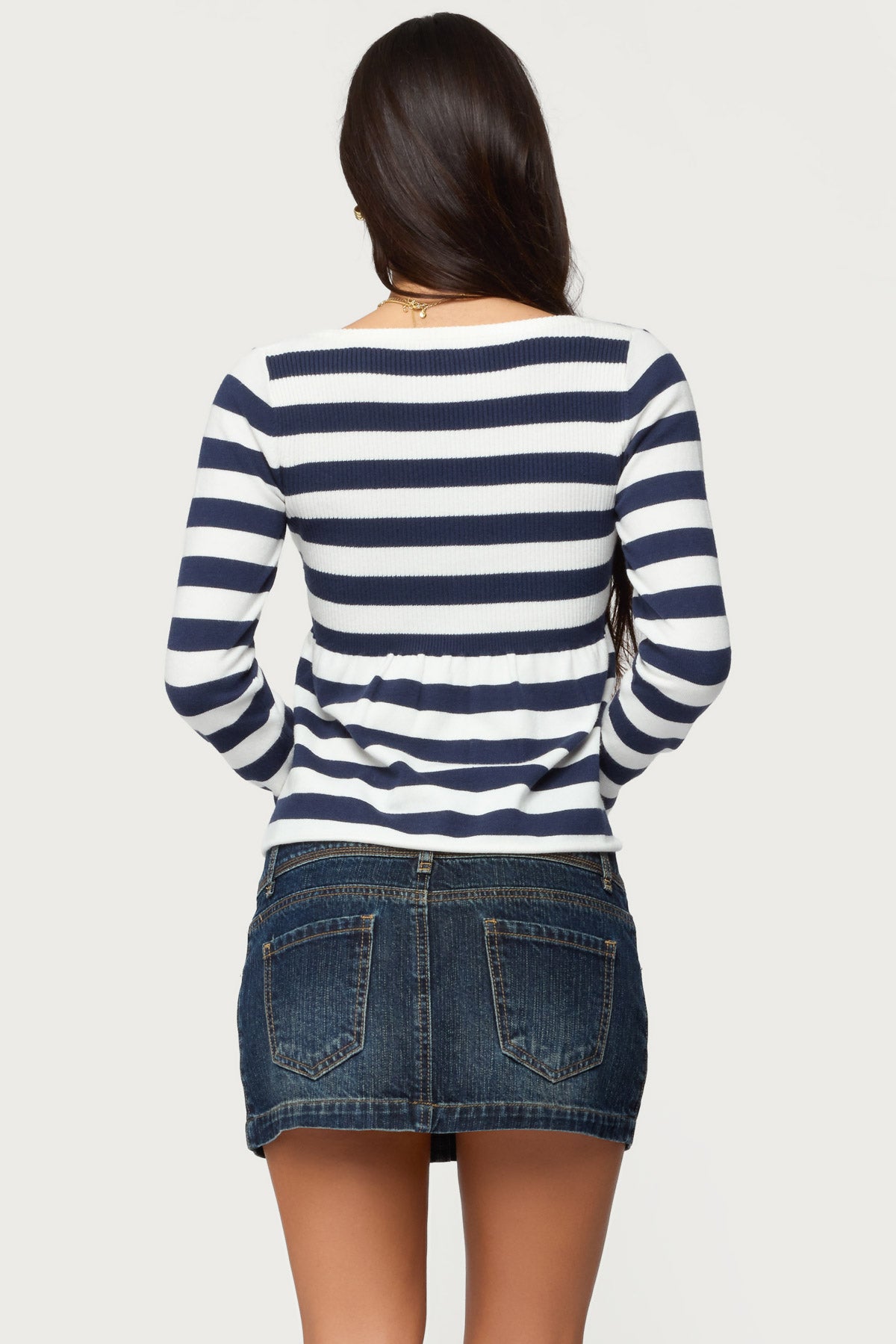 Lockie Striped Knit Babydoll Top