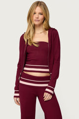 Kaliya Stripey Knit Zip Up Hoodie