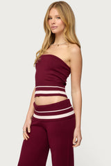 Kaliya Stripey Strapless Knit Top