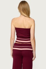 Kaliya Stripey Strapless Knit Top