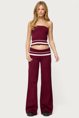 Kaliya Stripey Foldover Knit Pants
