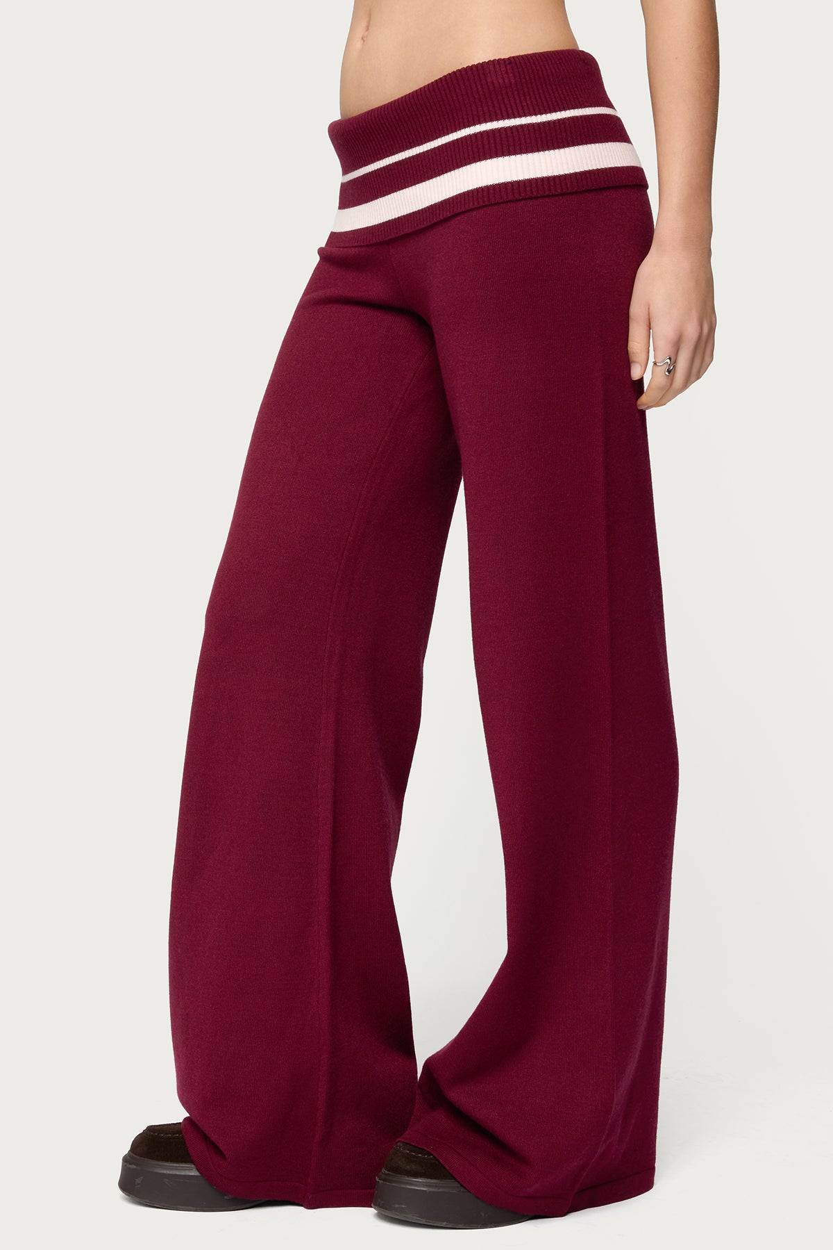 Kaliya Stripey Foldover Knit Pants