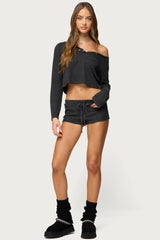 Teddy Cropped Waffle Top