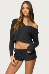 Teddy Cropped Waffle Top