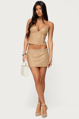 Jenny Beaded Mesh Mini Skirt