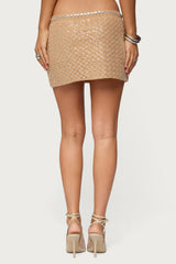 Jenny Beaded Mesh Mini Skirt