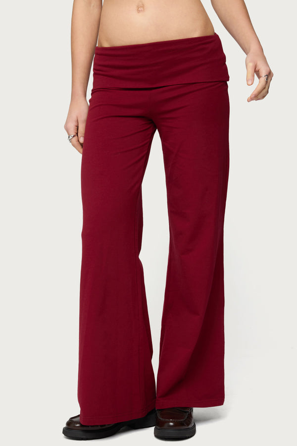 Petite Wide Leg Fold Over Pants