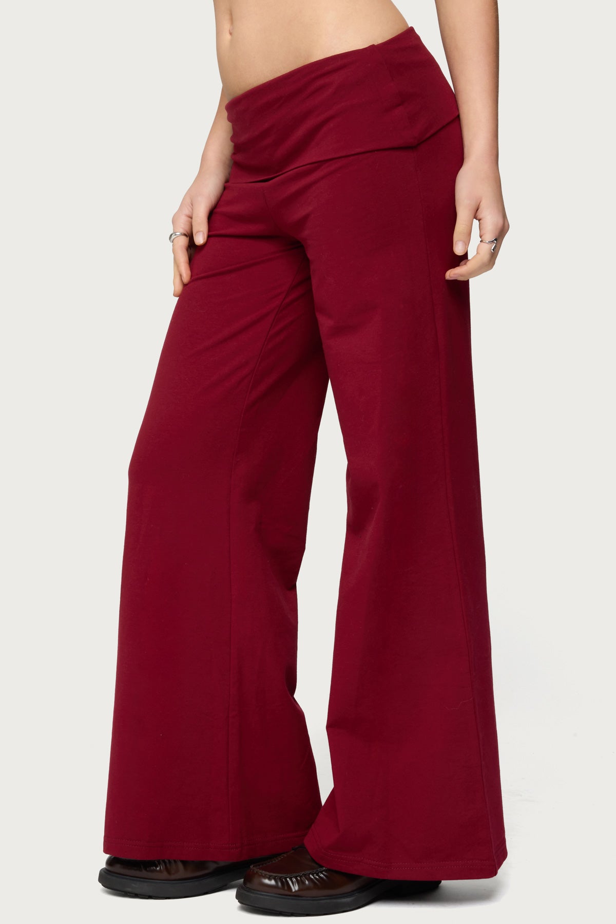 Petite Wide Leg Fold Over Pants
