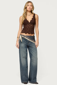 Della Waist Scarf Low Rise Baggy Jeans