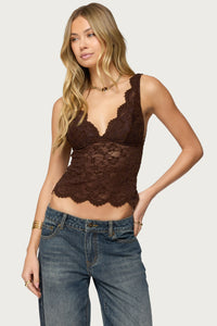 Araura Lace Velvet Floral Top