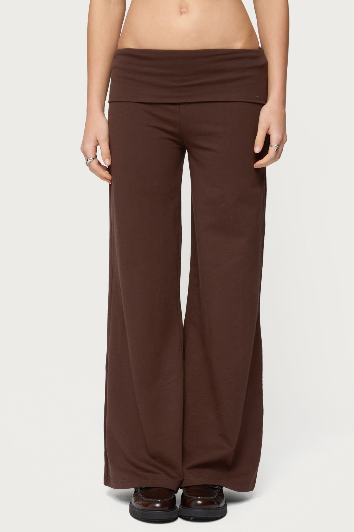 Petite Wide Leg Fold Over Pants