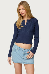 Hadliee Cable Knit Henley Top