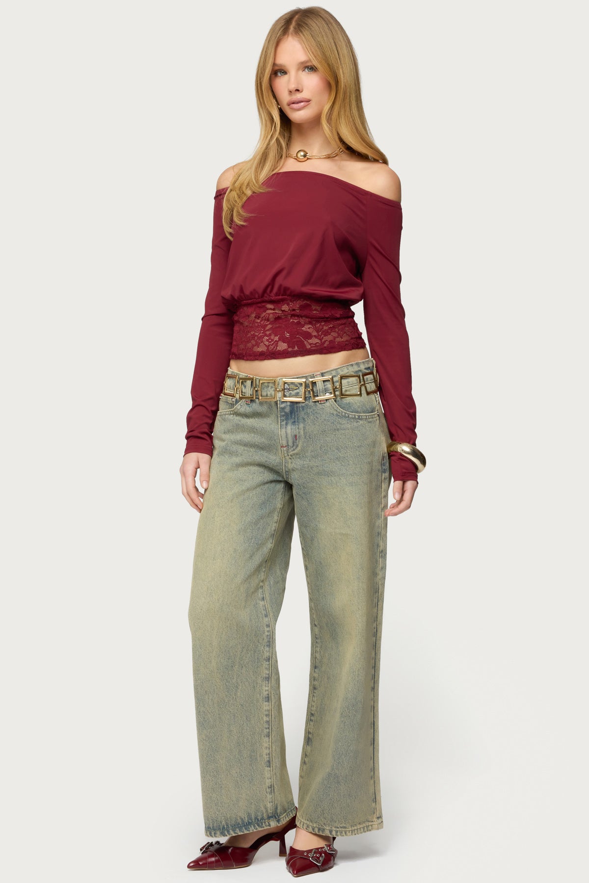 Dorona Lacey Off Shoulder Top