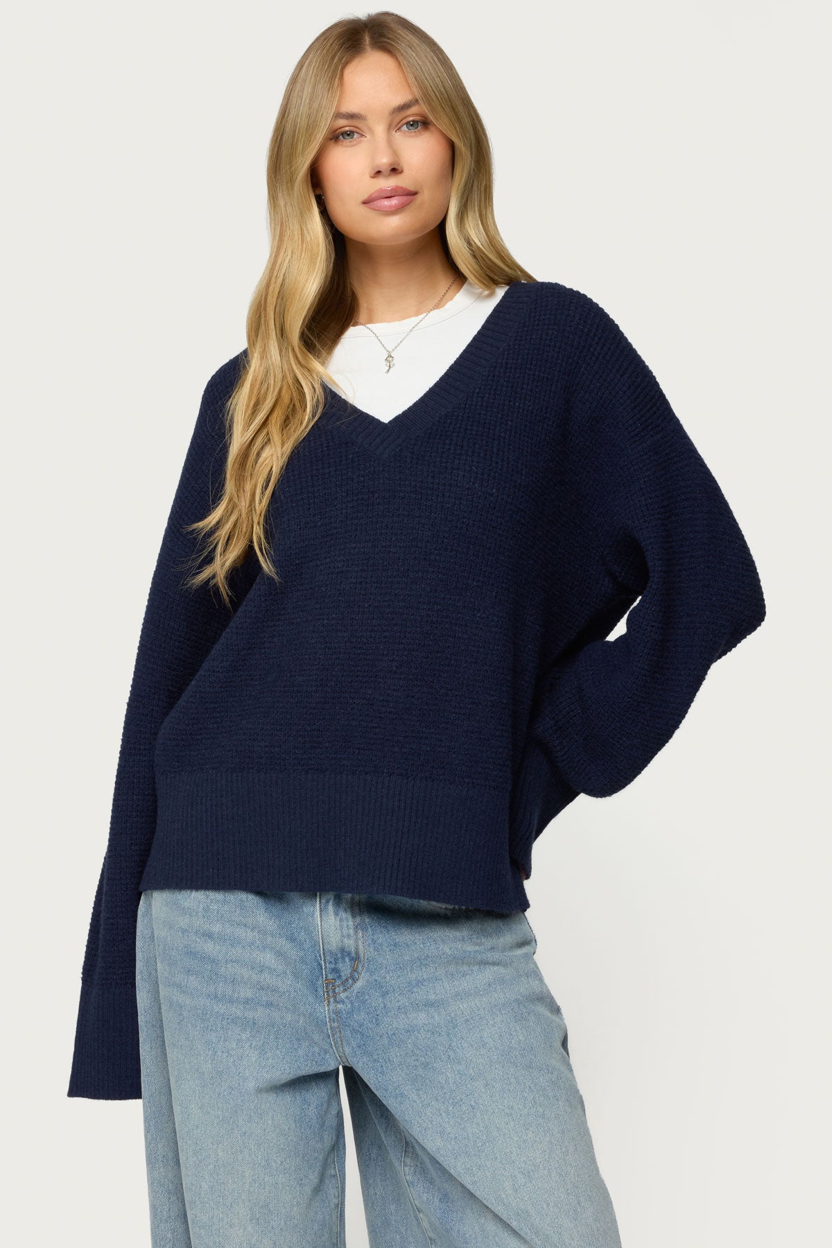 Bluebell Oversized Waffle Knit Sweater – edikted