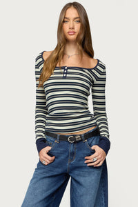 Jaida Striped Henley Top