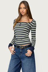 Jaida Striped Henley Top