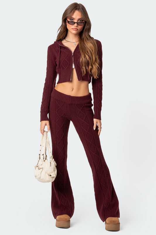 Ray Cable Knit Flared Pants