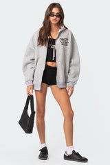 Everything'S Ok Zip Up Oversized Hoodie