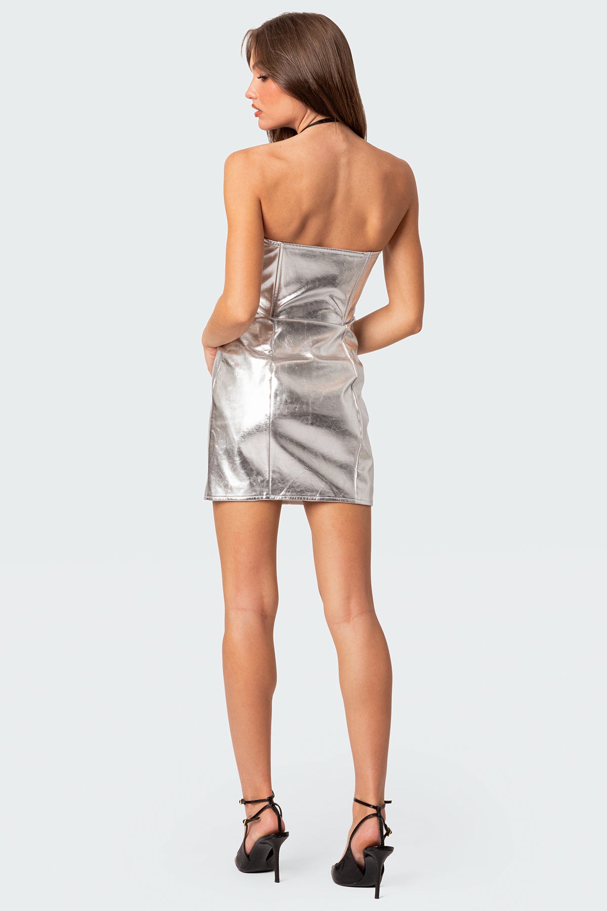 Astro Zip Up Metallic Mini Dress