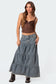 Countryside Tiered Washed Denim Maxi Skirt