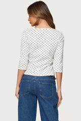 Lela Polka Dot Quarter Sleeve Top