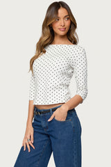 Lela Polka Dot Quarter Sleeve Top