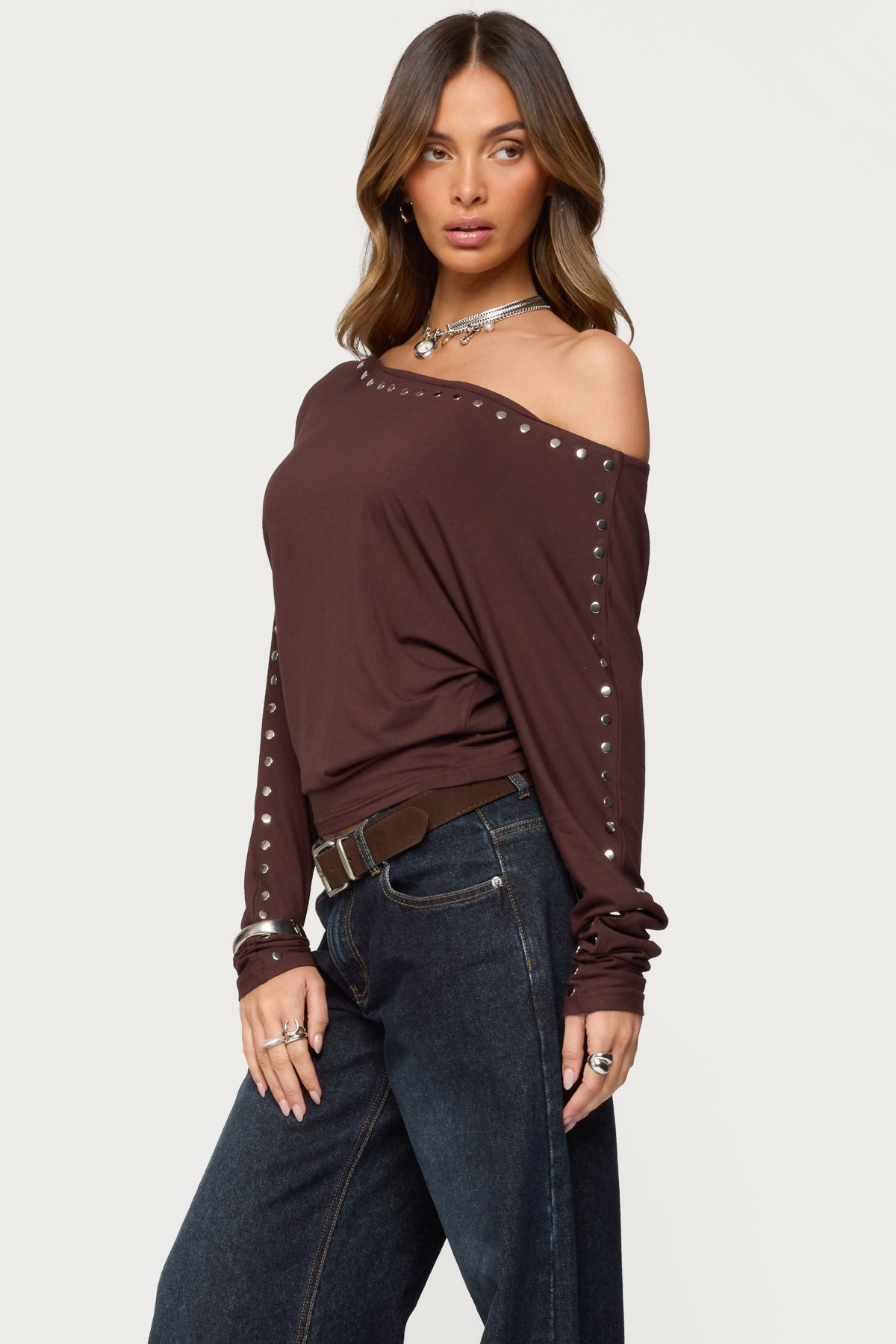 Paola Off Shoulder Stud Top