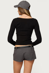 Larna V Neck Ribbed T Shirt