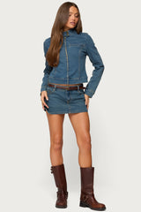 Josiee Stretchy Denim Moto Jacket