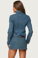 Josiee Stretchy Denim Moto Jacket