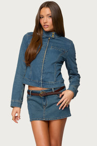 Josiee Stretchy Denim Moto Jacket