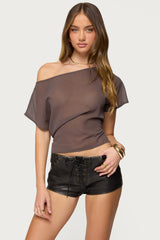 Noria Sheer Chiffon Off Shoulder Top