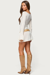Noria Sheer Flared Sleeve Mini Dress