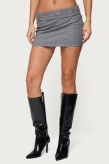 Havana Grommet Ribbed Foldover Mini Skort