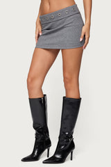 Havana Grommet Ribbed Foldover Mini Skort